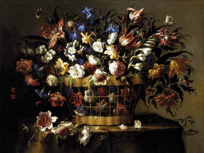 Arellano, Juan de Basket of Flowers c Spain oil painting art